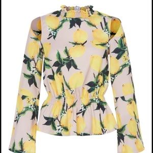 AERYNE LEMON PRINT CUT OUT TOP WITH WIDE SLEEVES